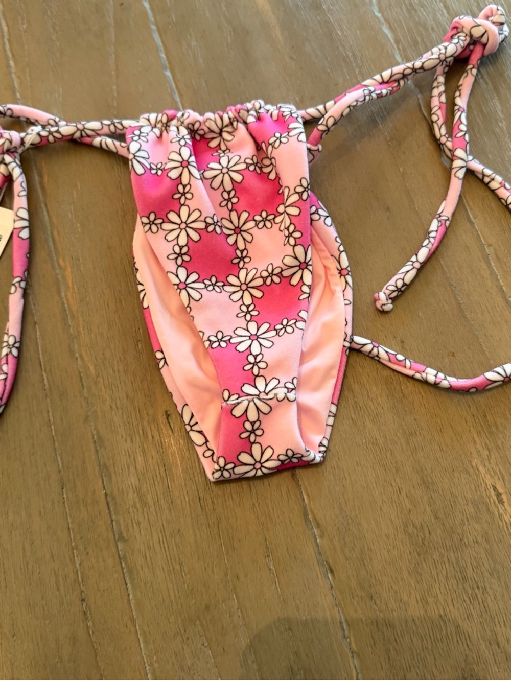 Frankie's Bikinis Pink Floral String Bikini Bottom - Picture 2 of 7